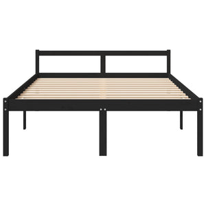 Seniorenbett Schwarz 150x200 cm Kiefer Massivholz