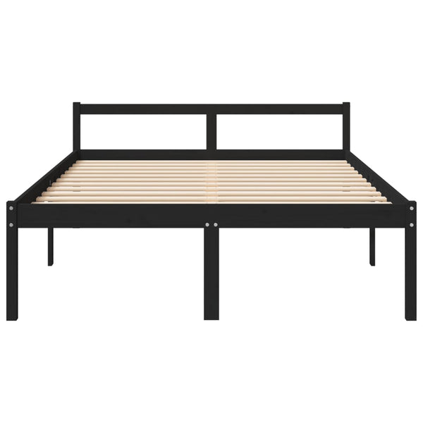 Seniorenbett Schwarz 150x200 cm Kiefer Massivholz