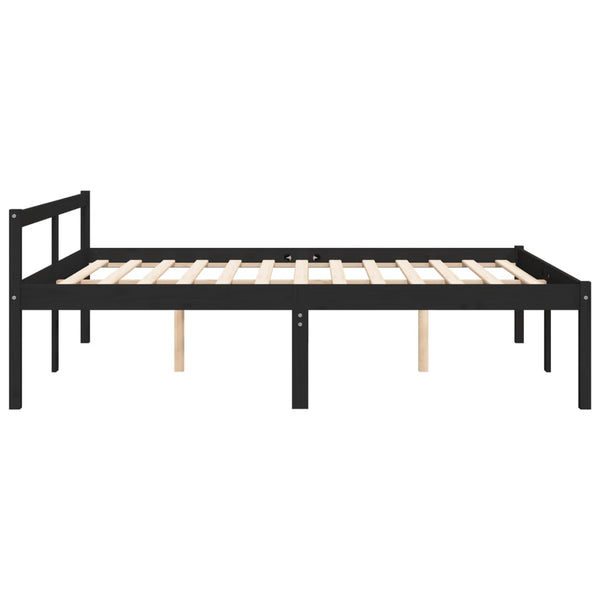 Seniorenbett Schwarz 150x200 cm Kiefer Massivholz