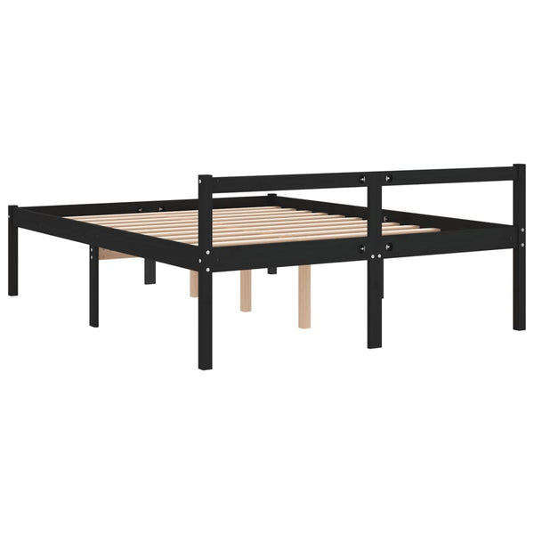 Seniorenbett Schwarz 150x200 cm Kiefer Massivholz