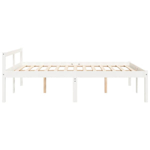 Seniorenbett Weiß 160x200 cm Kiefer Massivholz