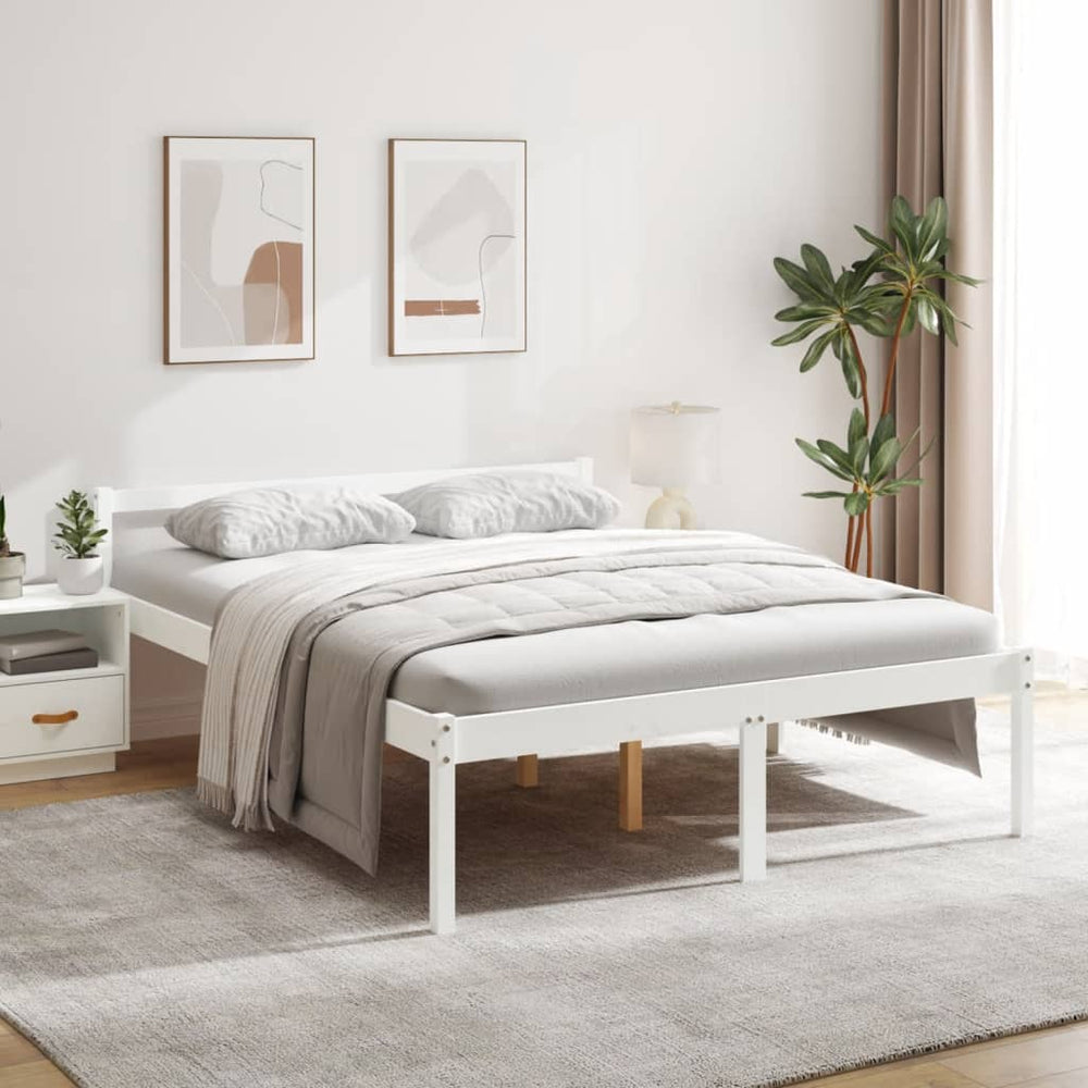 Seniorenbett Weiß 160x200 cm Kiefer Massivholz