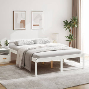 Seniorenbett Weiß 160x200 cm Kiefer Massivholz