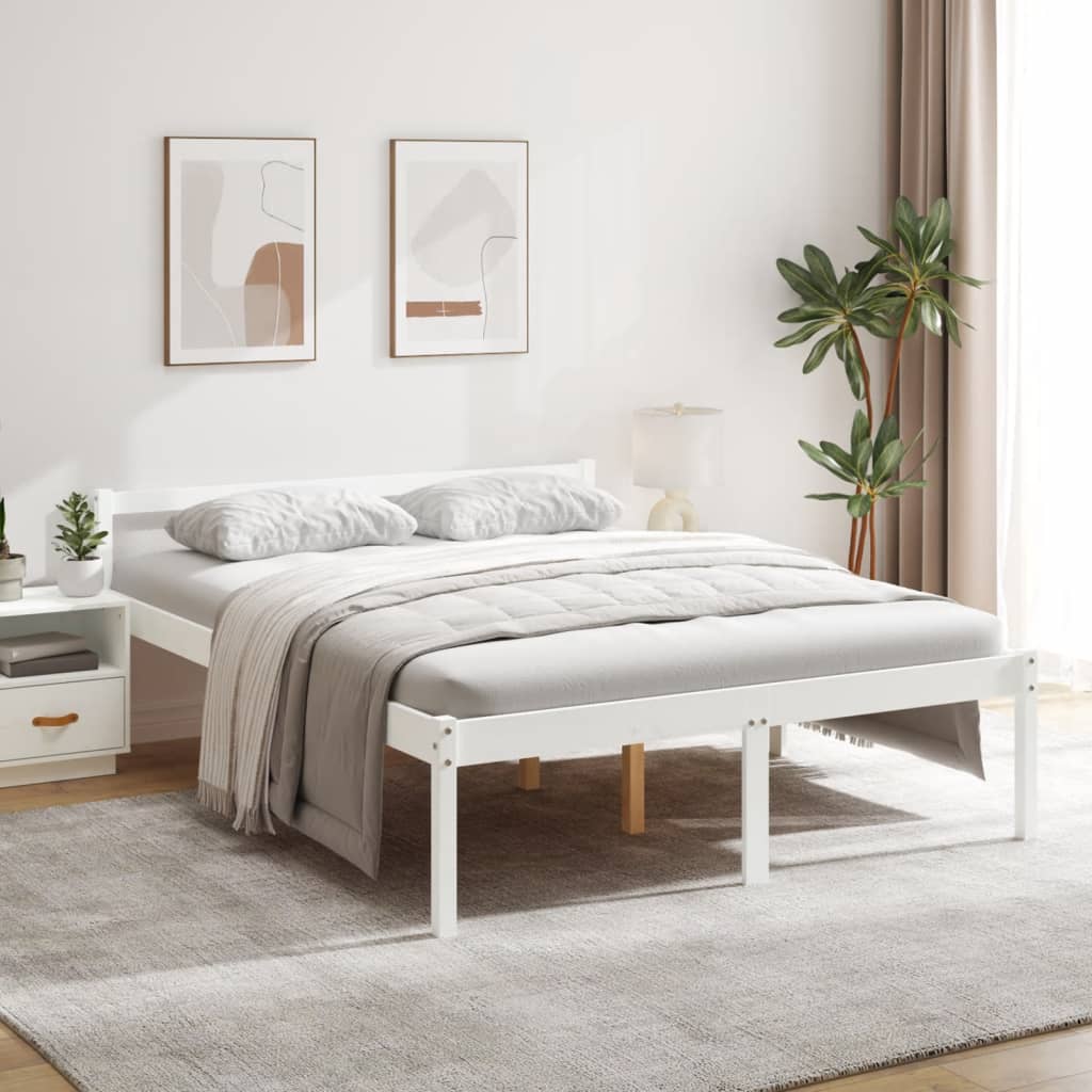 Seniorenbett Weiß 160x200 cm Kiefer Massivholz
