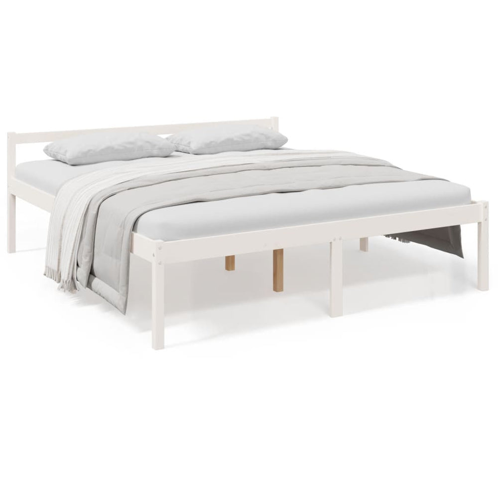 Seniorenbett Weiß 180x200 cm Kiefer Massivholz