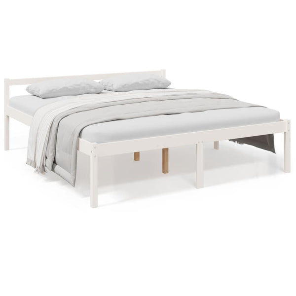 Seniorenbett Weiß 180x200 cm Kiefer Massivholz