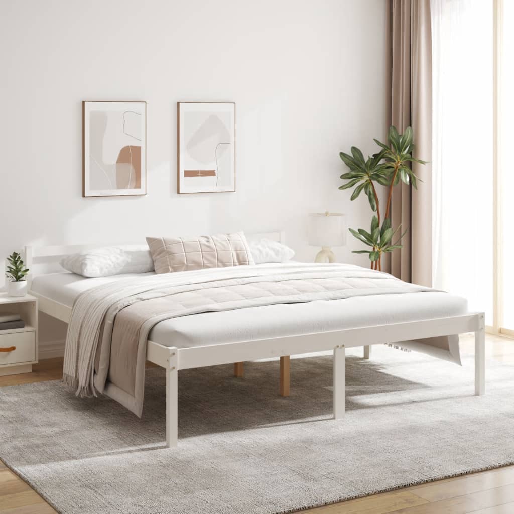 Seniorenbett Weiß 180x200 cm Kiefer Massivholz