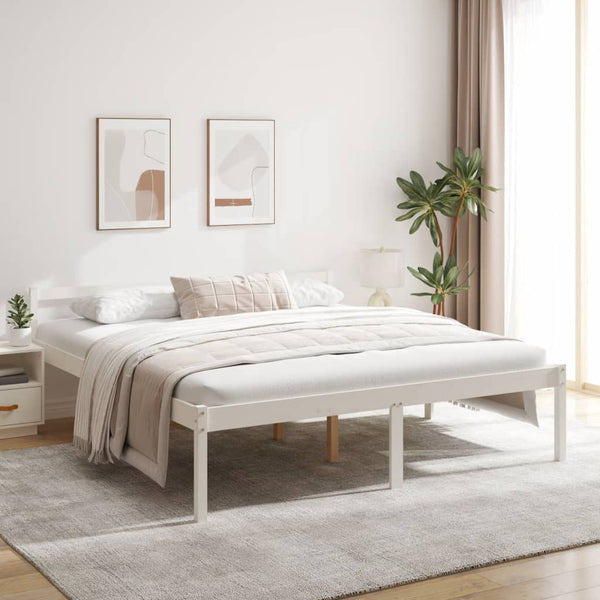 Seniorenbett Weiß 180x200 cm Kiefer Massivholz