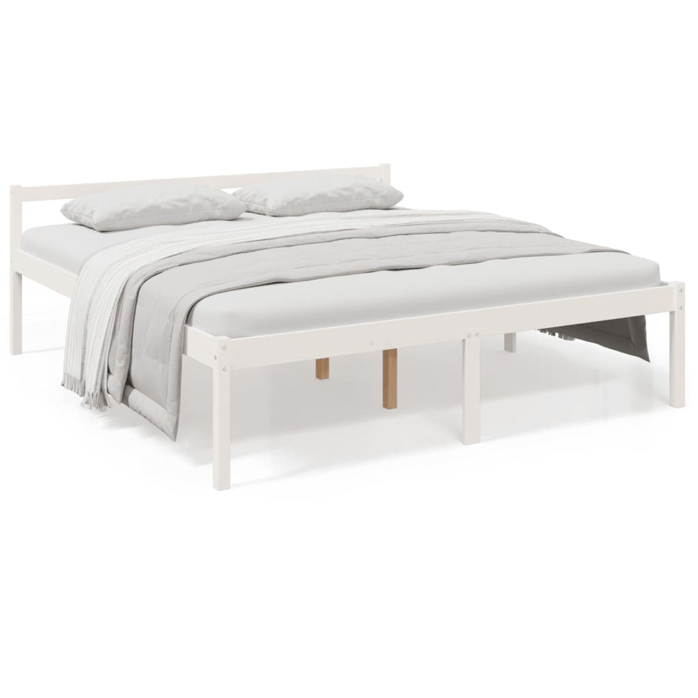Seniorenbett Weiß 200x200 cm Kiefer Massivholz