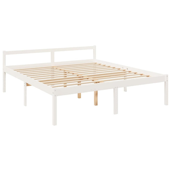Seniorenbett Weiß 200x200 cm Kiefer Massivholz