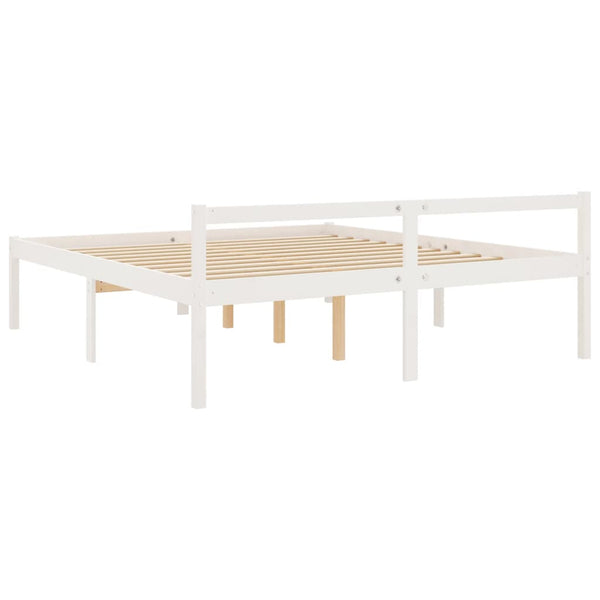 Seniorenbett Weiß 200x200 cm Kiefer Massivholz