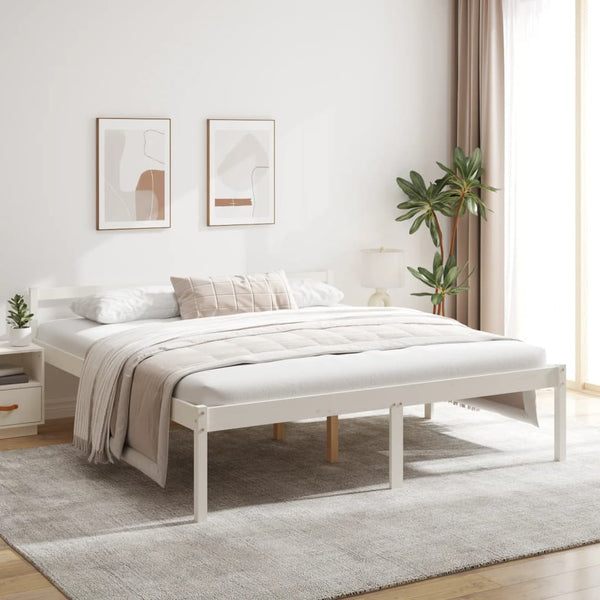 Seniorenbett Weiß 200x200 cm Kiefer Massivholz