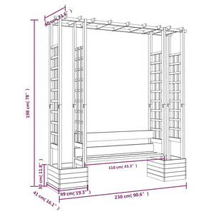 Garten-Pergola mit Bank & Pflanzkübeln Kiefernholz Imprägniert
