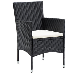 3-tlg. Garten-Essgruppe Poly Rattan Schwarz