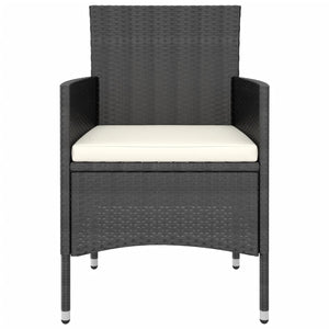 3-tlg. Garten-Essgruppe Poly Rattan Schwarz