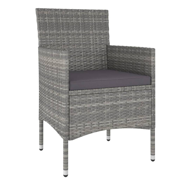 vidaXL 3-Piece Garden Dining Set Poly Rattan Grey