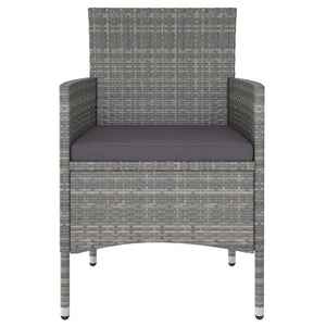 vidaXL 3-Piece Garden Dining Set Poly Rattan Grey