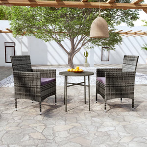 vidaXL 3-Piece Garden Dining Set Poly Rattan Grey