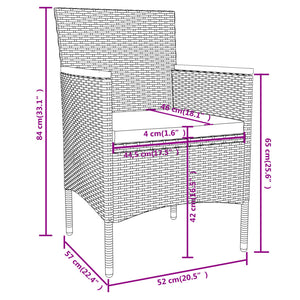 3-tlg. Garten-Essgruppe Poly Rattan Schwarz