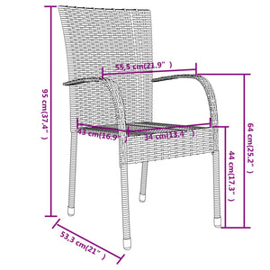3-tlg. Garten-Essgruppe Poly Rattan Grau
