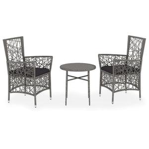 3-tlg. Garten-Essgruppe Poly Rattan Grau