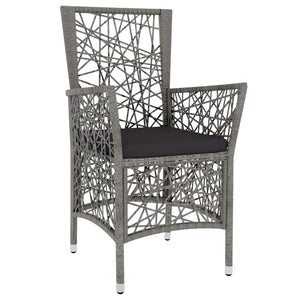 3-tlg. Garten-Essgruppe Poly Rattan Grau