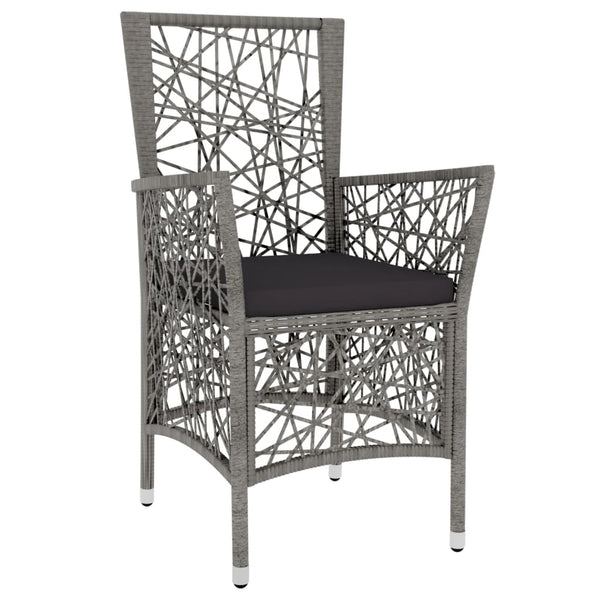 3-tlg. Garten-Essgruppe Poly Rattan Grau