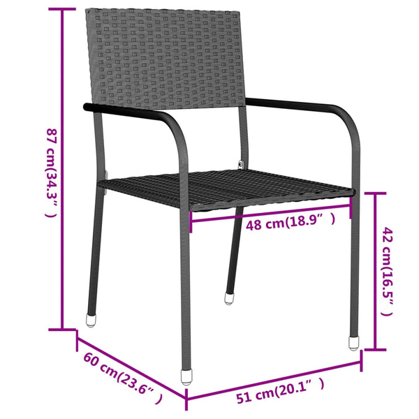 vidaXL 3-Piece Garden Dining Set Poly Rattan Grey