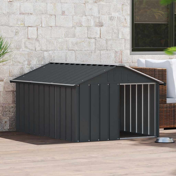 Hundehütte Anthrazit 116,5x153x81,5 cm Verzinkter Stahl