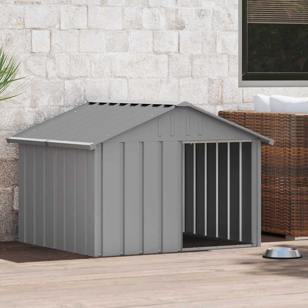 Hundehütte Grau 116,5x103x81,5 cm Verzinkter Stahl
