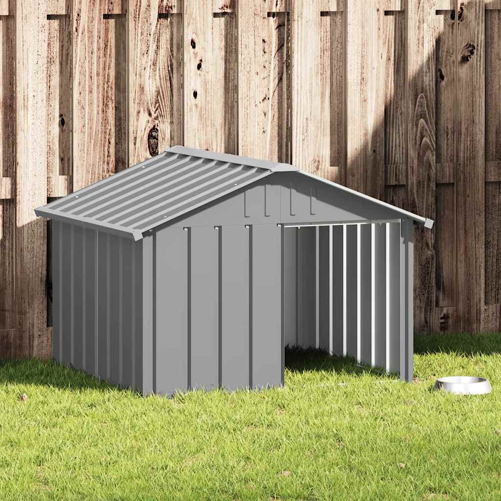 Hundehütte Grau 116,5x103x81,5 cm Verzinkter Stahl
