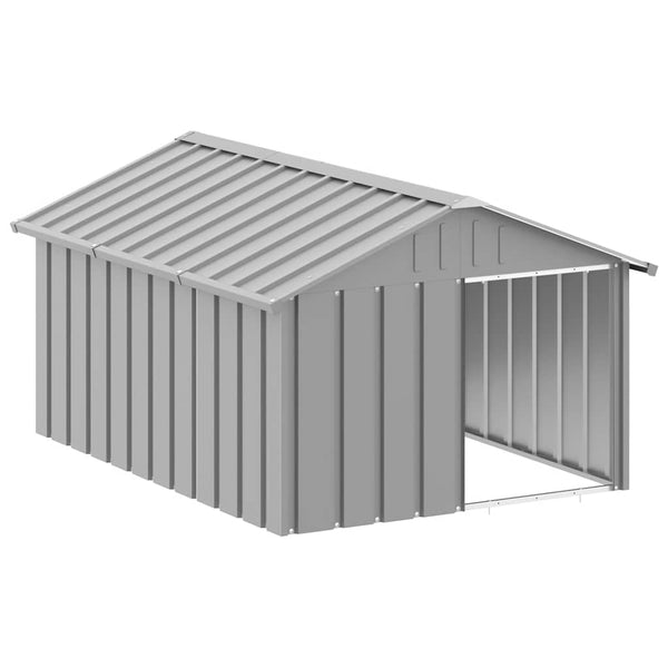 Hundehütte Grau 116,5x153x81,5 cm Verzinkter Stahl
