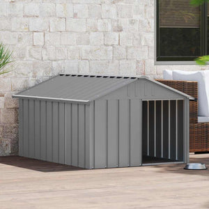 Hundehütte Grau 116,5x153x81,5 cm Verzinkter Stahl