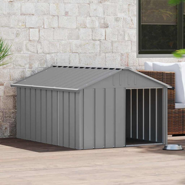 Hundehütte Grau 116,5x153x81,5 cm Verzinkter Stahl