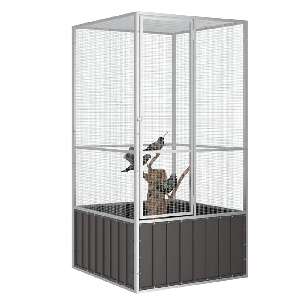 Vogelkäfig Anthrazit 111x107x211,5 cm Verzinkter Stahl