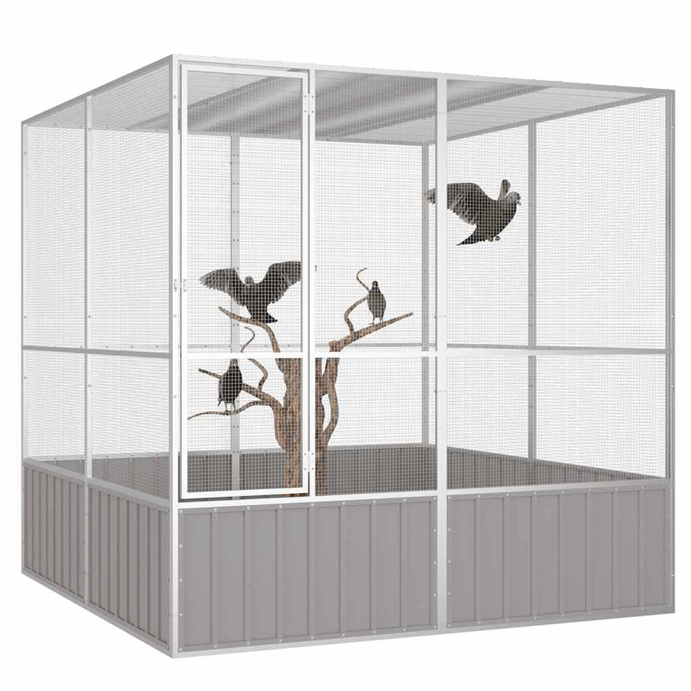 Vogelkäfig Grau 213,5x217,5x211,5 cm Verzinkter Stahl