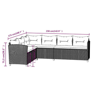7-tlg. Garten-Lounge-Set mit Kissen Poly Rattan Grau