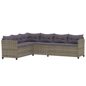 7-tlg. Garten-Lounge-Set mit Kissen Poly Rattan Grau