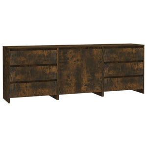 vidaXL Ensemble de 3 buffets décor chêne fumé en bois d'ingénierie