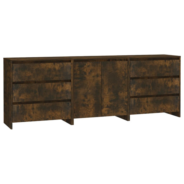 vidaXL Ensemble de 3 buffets décor chêne fumé en bois d'ingénierie