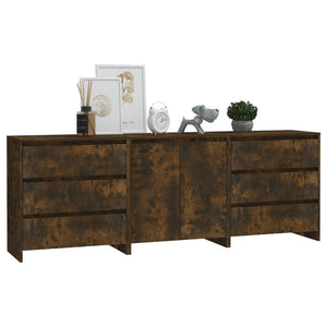 vidaXL Ensemble de 3 buffets décor chêne fumé en bois d'ingénierie