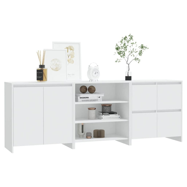3-tlg. Sideboard Weiß Holzwerkstoff