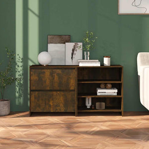 2-tlg. Sideboard Räuchereiche Holzwerkstoff