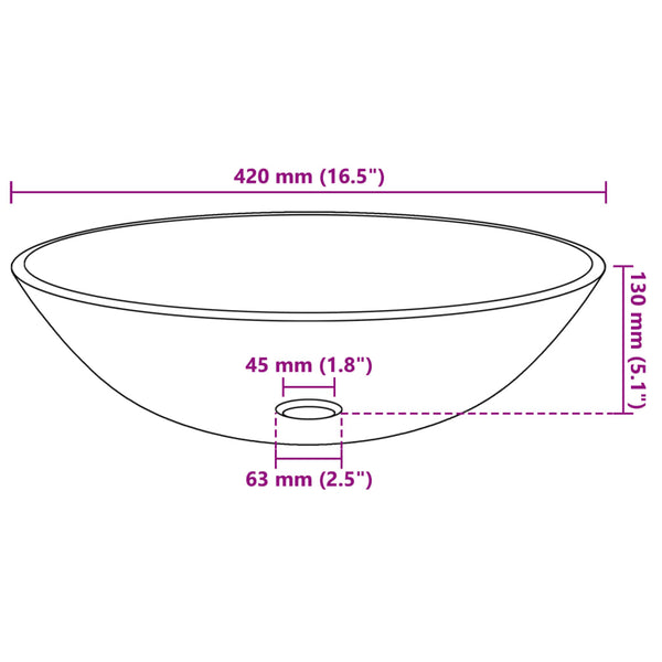 Waschbecken mit Wasserhahn und Ablaufgarnitur aus gehärtetem