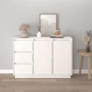 Weißes Kiefer Massivholz Sideboard 111 cm