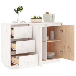 Weißes Kiefer Massivholz Sideboard 111 cm