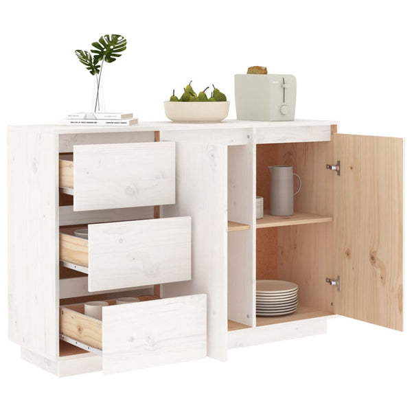 Weißes Kiefer Massivholz Sideboard 111 cm