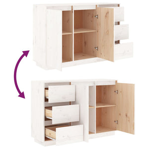 Weißes Kiefer Massivholz Sideboard 111 cm