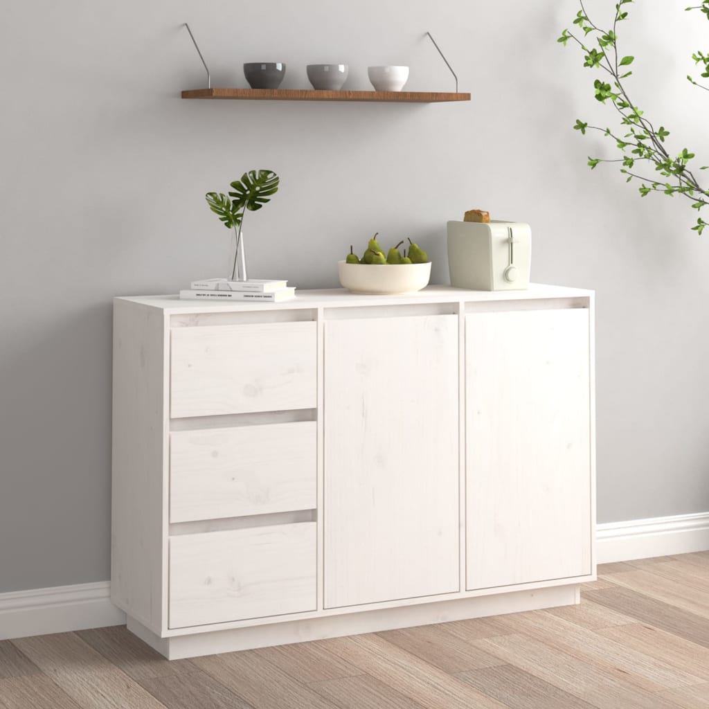 Weißes Kiefer Massivholz Sideboard 111 cm