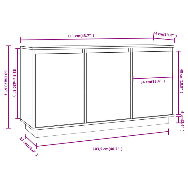Massivholz Kiefer Sideboard 111 cm